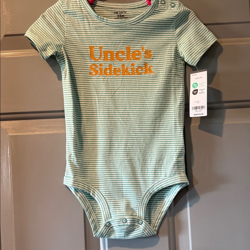 Carter's Mint Striped Uncle's Sidekick Bodysuit